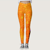 Witte Pet Gestapelde pompoenen Glitter Halloween Leggings (Voorkant)