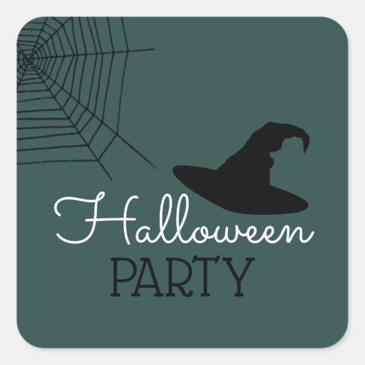 Witte Pet & Web, Halloween Party Vierkante Sticker (Voorkant)