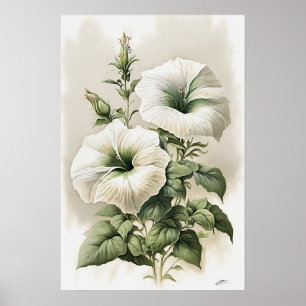 Witte Petunia's Bloem Kunstprint Poster