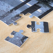 Witte pijnbomen in blauw licht. legpuzzel (Zijkant)