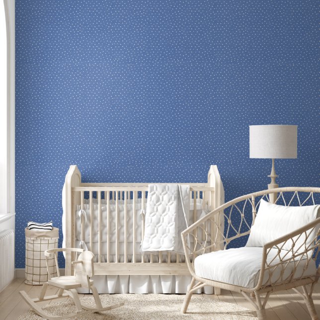 Witte pin Stippen op blauw Behang (Kinderen)