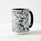 Witte pinda's en blauwe stifvogels mok (Voorkant rechts)