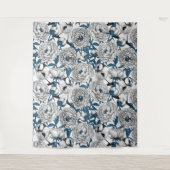 Witte pinda's en blauwe stifvogels wandkleed (Voorkant)