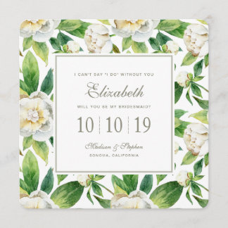 Witte pinda's en lederen Waterverf - Bridesmaid Kaart