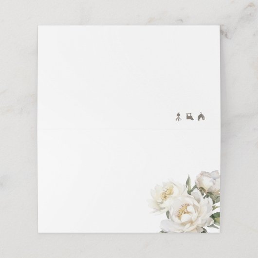 Witte Pioen Bloemen Bruiloft (Buitenkant ongevouwen)