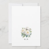 Witte pioen Elegante Bloemen Waterverf bruiloft Kaart (Achterkant)