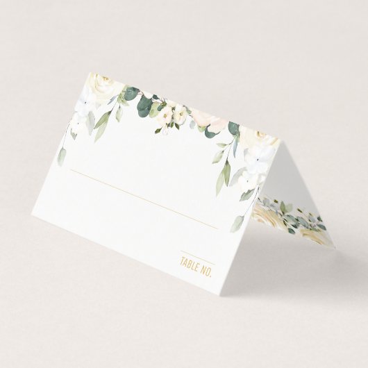 Witte Pioen Epiphany Bruiloft Zittafel Plaats Kaart (Voorkant)