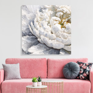 Witte pioen impasto schilderij canvas afdruk