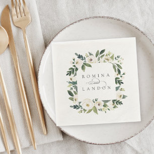 Witte Pioen   Persoonlijk Bloemstuk Trouwdag Servet