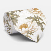 Witte Pioen Stropdas (Opgerold)