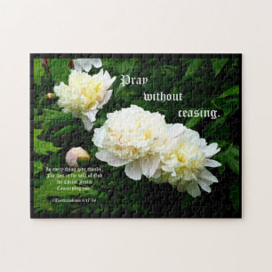 Witte Pioen Trio, 1 Thessalonicenzen 5:17-18 Legpuzzel
