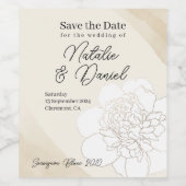 Witte pioenen bloesems bruiloft wijn etiket (Enkel label)