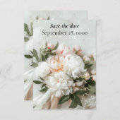 Witte pioenen boeket met kant (Voorkant / Achterkant)