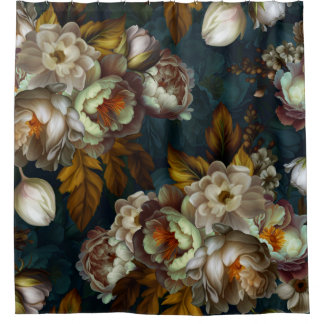 Witte Pioenen Midnight Gothic Tuin Douchegordijn