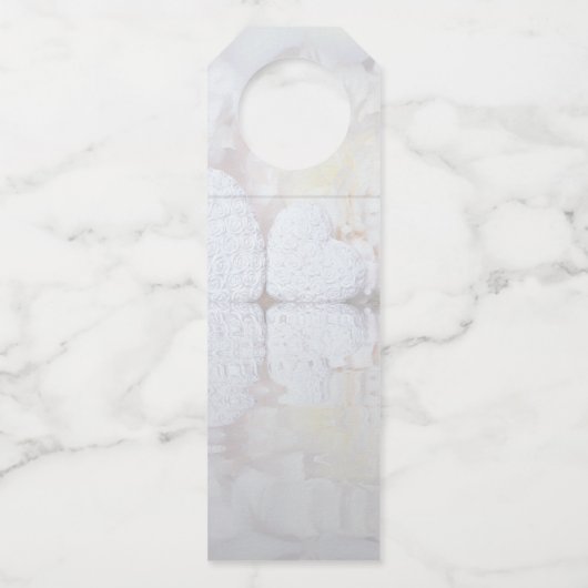 Witte Pioenen Modern Script Bruiloft Dank u Flessenhanger (Achterkant)