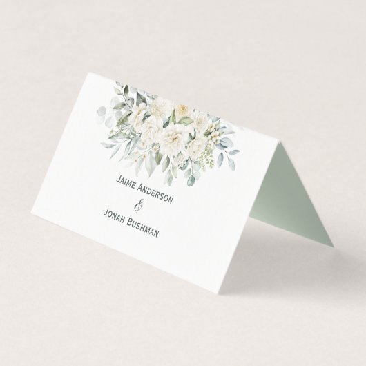 Witte pioenen, Rozen en eucalyptus bloemenplaats Kaart (Achterkant)