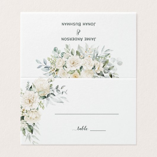 Witte pioenen, Rozen en eucalyptus bloemenplaats Kaart (Buitenkant ongevouwen)