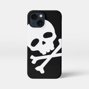 Witte Pirate Skull op zwarte achtergrond iPhone 13 Mini Hoesje
