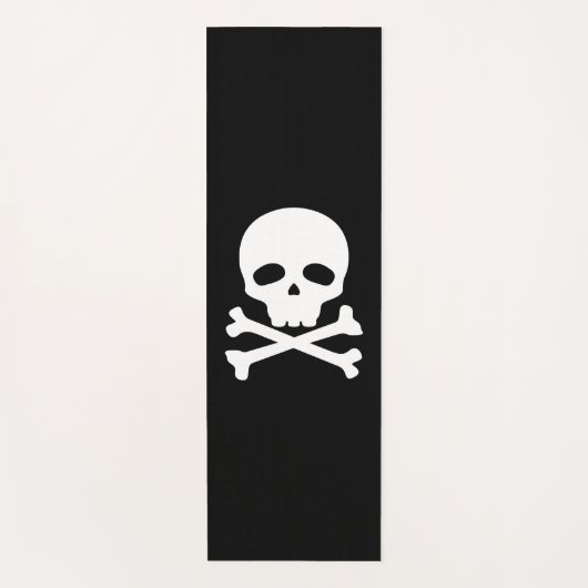 Witte Pirate Skull op zwarte achtergrond Yogamat (Voorkant)