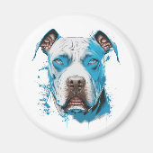 Witte Pitbull met Blauwe Ogen Magneet (Voorkant)