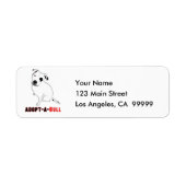 Witte Pitbull Puppy ADOPT-A-BULL Etiket (Voorkant)