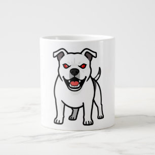 Witte Pitbull Rode Ogen Boze Cartoon Hond Cadeau Extra Grote Beker