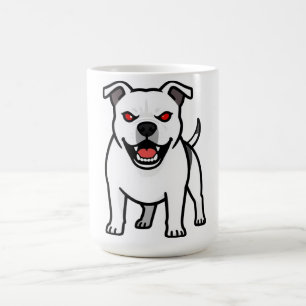 Witte Pitbull Rode Ogen Boze Cartoon Hond Cadeau Koffiemok