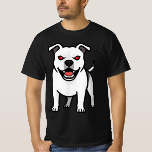 Witte Pitbull Rode Ogen Boze Cartoon Hond Cadeau T-shirt