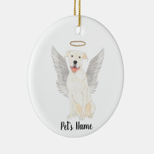 Witte Pitbull Staffy Sympathie Herdenking Keramisch Ornament (Rechts)