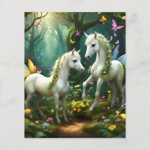 Witte Pixie Fantasy Paarden in Magische Tuin, Flyer