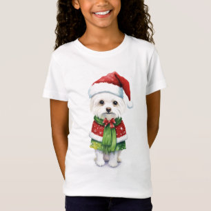 Witte pluizige kersthond Kinder Shirt – Leuke kers