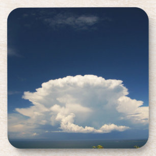 Witte Pluizige Wolk Foto Bier Onderzetter