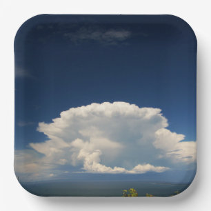 Witte Pluizige Wolk Papieren Bordje
