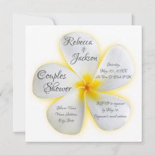 Witte Plumeria Bloem, Geel, Koppels Shower, Kaart