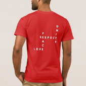 Witte Plur = Vrede Liefde Eenheid Respect T-shirt (Achterkant)