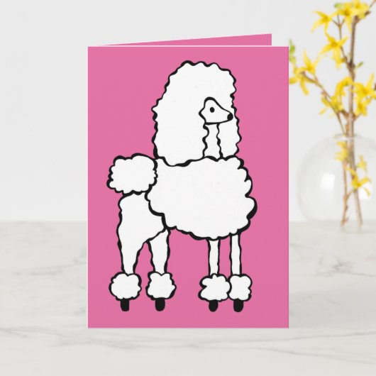 Witte Poedel Gelukkige Verjaardag Kaart (Gele Bloem)