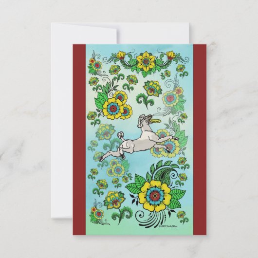 Witte Poedel Het vangen van een Frisbee Note Kaart (Voorkant)