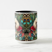 Witte poedel hond bloemetjeskunst mok (Midden)