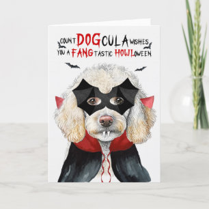 Witte Poedel Hond Grappig Count DOGcula Halloween Feestdagen Kaart