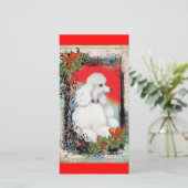 Witte Poedel Kerst  Stijl Kaart (Staand voorkant)