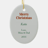 Witte Poedel Puppy Kerstcadeau Tas Keramisch Ornament (Achterkant)