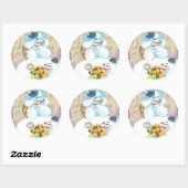 Witte Poedel Tea Party met Cupcakes Ronde Sticker (Vel)