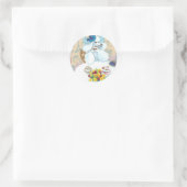 Witte poedel thee party ronde sticker (Tas)