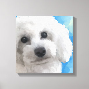 Witte poedelkunst canvas afdruk
