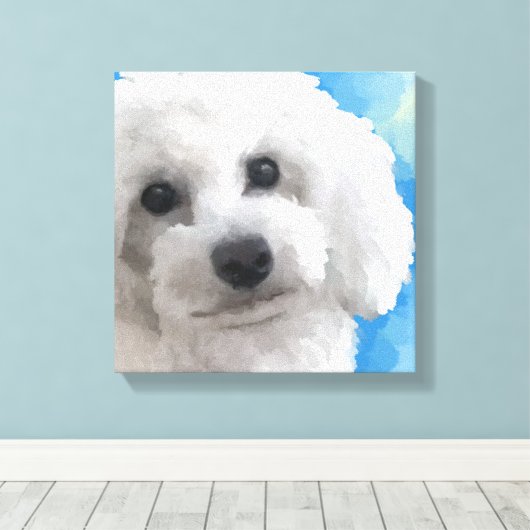 Witte poedelkunst canvas afdruk (Insitu (Houten vloer))