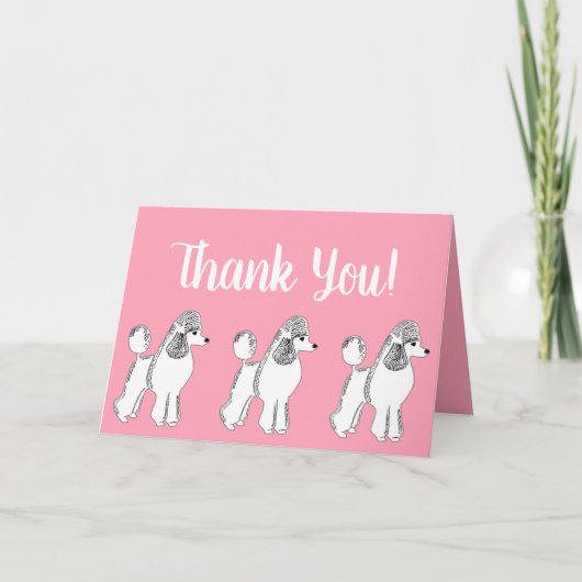 Witte Poedels Roze Dank u Wenskaart Bedankkaart (Voorkant)