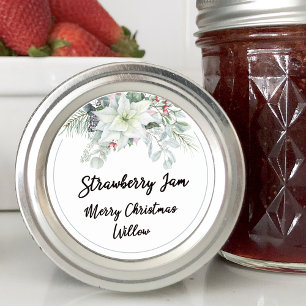 Witte Poinsettia Blank Zelfgemaakte Mason Jar Ronde Sticker