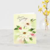  Witte Poinsettia Kerst Kaart (Gele Bloem)