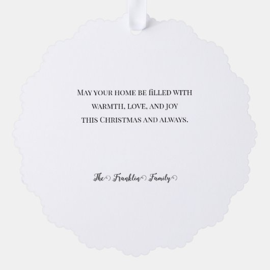 Witte Poinsettia met Pine & Goud Groen-Groen Ornament Kaart (Achterkant)