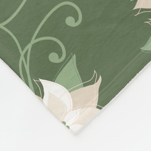 Witte Poinsettia Patroon Wervelt Groene Kerstmis Fleece Deken (Hoek)